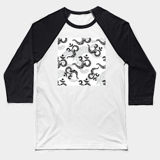 Om Aum Black and White Baseball T-Shirt